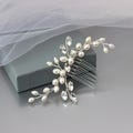 Real Fresh Water Pearl Side or Back Wedding Hair Comb, Silver Rose Gold or Gold Slide In Bridal Head Piece Accessory.