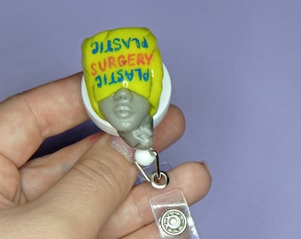 Plastic surgery badge reel Christmas gift for Nurse, Plastic surgeon, ID card holder 3d badge reel, Retractable reel Funny badge reel