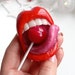 Lollipop in mouth brooch Red Lips clay pin Sweet lips Sexy Red jewelry Valentines Gift for a girlfriend, mom Lips necklace Mouth jewelry 