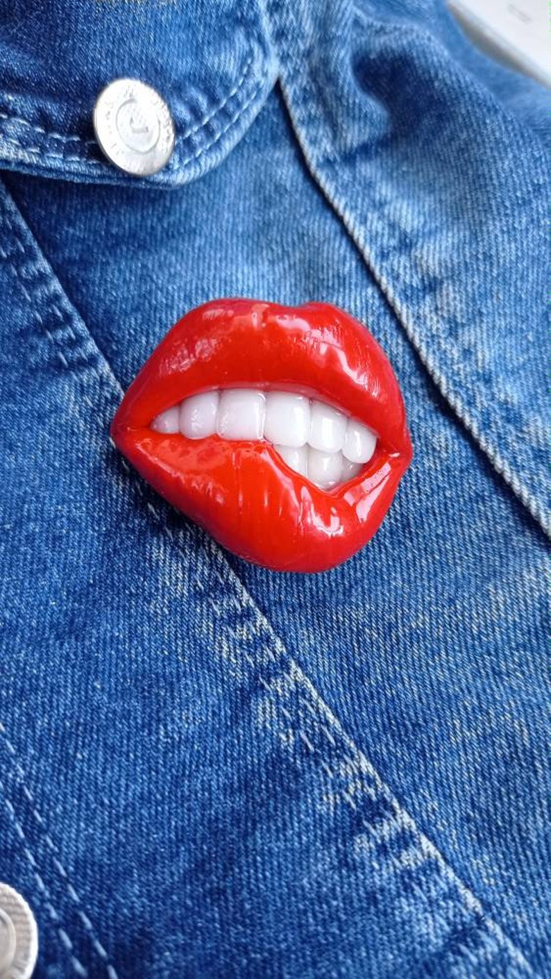 Red Lips Pin Sexy Brooch Valentines Sign Jewelry Gift for a - Etsy