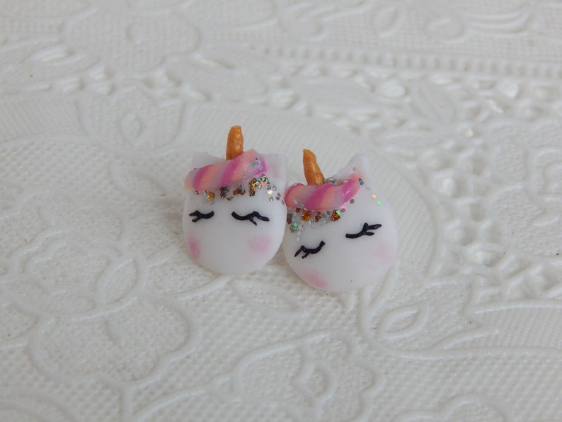 Cute unicorn stud earring Pastel Polymer clay Magical Unicorn Etsy