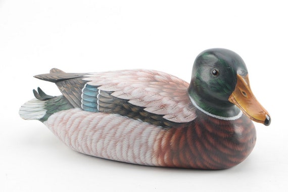 Exquisite Decorative Duck Decoy With Glass Eyes Etsy