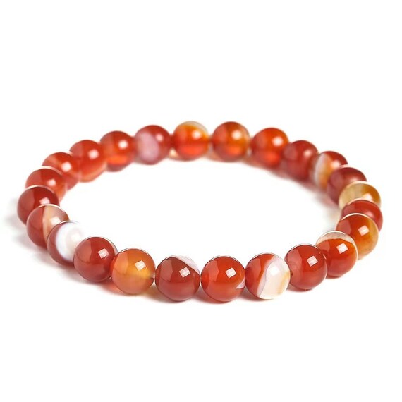 Real Red Agate Round Bead Stretch Bracelets 6/8/10/12/14/16mm Natural Stone Beads Bracelet for Girls