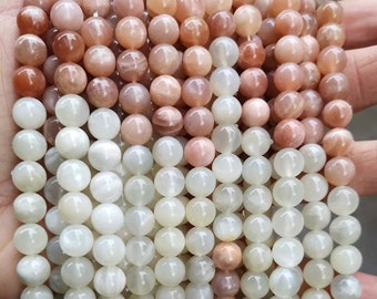 Natural AA Mixcolor Moonstone Round Beads,6mm 8mm 10mm 12mm Moonstone Beads Wholesale Supply,one strand 15"