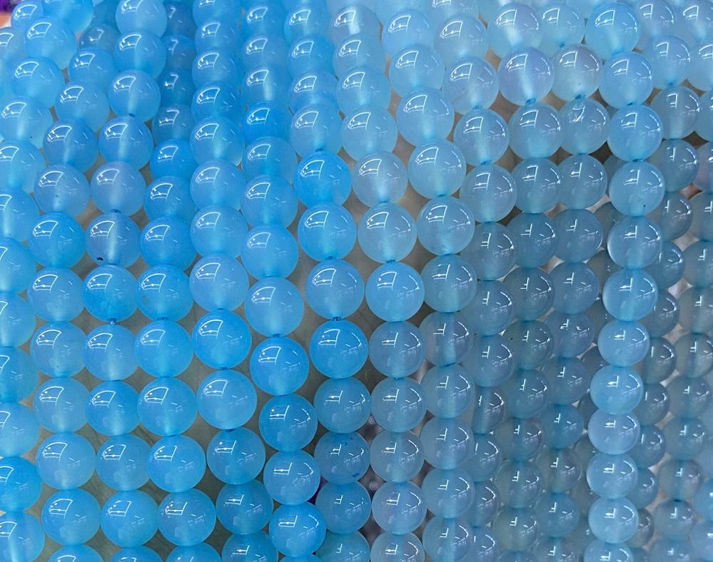 60 perline rotonde in agata blu naturale da 6 mm per la