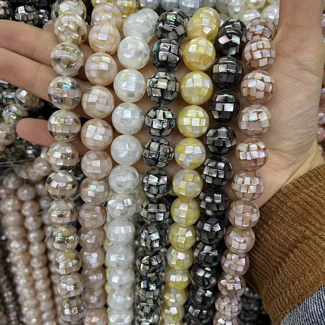 16mm Natural Abalone Mosaic Shell Round Beads,abandon Splice Round ...