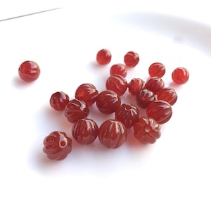 Natuurlijke rode agaat pompoenkralen,pompoenvorm rode agaat armband ketting kralen,5 kralen
