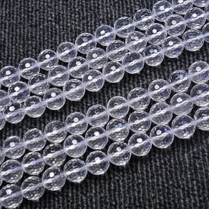 Natural 128 Faceted White Crystal Quartz Round Beads,Quartz Faceted Beads,6mm 8mm 10mm 12mm Natural beads,one strand 15&quot;