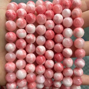 6mm 8mm 10mm 12mm Pink  Jade Smooth Round Beads ,one strand 15",Candy Jade Beads Wholesale Supply