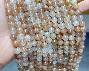 Naturalne czerwone kryształowe kwarcowe kulki z rutylu, gładkie okrągłe, 4 mm, 6 mm, 8 mm, 10 mm, 12 mm Hurtowa dostawa czerwonych kwarcowych kulek, jedno pasmo 15"