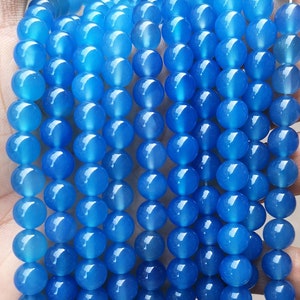 Natural AAAAA Blue Agate Smooth Round Beads,Blue Agate Beads,4mm 6mm 8mm 10mm 12mm 14mm beads,one strand 15&quot;,Agate Beads,Onyx beads.