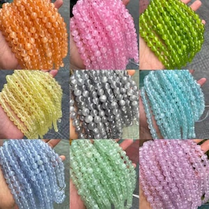 Contas redondas lisas de jade de seda gelada, 6 mm, 8 mm, 10 mm, 12 mm, fornecimento de contas de calcedônia no atacado, contas de jade, um fio de 15&quot;