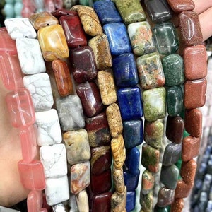 13x18mm Natural Rectangle Gemstone Smooth Loose Beads,  Gemstone Rectangle Nugget Beads,Wholesale Loose Beads Supply,one strand 15"