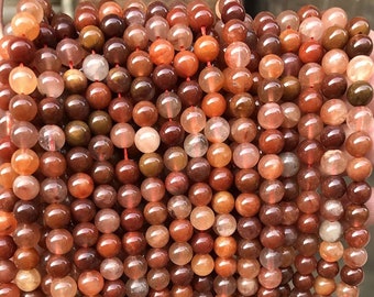 Naturalne czerwone koraliki kwarcowe z sierści królika, gładkie okrągłe, 4 mm, 6 mm, 8 mm, 10 mm, 12 mm, czerwone koraliki kwarcowe z sierści królika, hurtowa dostawa, jedno pasmo 15"