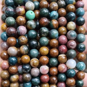 Natural Ocean Jasper Round Beads,Ocean Jasper Beads,4mm 6mm 8mm 10mm 12mm Natural Smooth beads,one strand 15&quot;,Gemstone Beads,Ocean beads