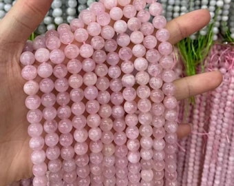 Natural AAAAA Pink Morganite Gemstone Smooth Round Beads,6mm 8mm 10mm Morganite Beads Wholesale Supply,one strand 15"