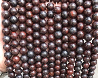 RUBYCA - Perline Di Diaspro Brecciato Naturale 6mm - 1 Filo (circa 63-68 Pezzi) Per Gioielli Fai Da Te - Pietre Semipreziose Di Grado AAA