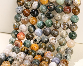 Natural Ocean Jasper Round Beads,Ocean Jasper Beads,4mm 6mm 8mm 10mm 12mm Natural Smooth beads,one strand 15",Gemstone Beads,Ocean beads