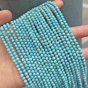 2-4mm Natural Green Turquoise Small Size Smooth and Round Beads, Blue Turquoise Loose Beads Wholesale Supply,One Strand 15&quot;