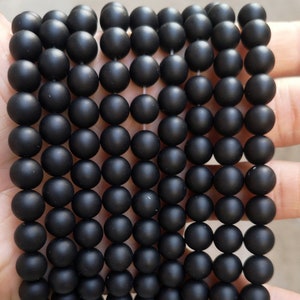 Natural Matte Black Onyx Smooth Round Beads,4mm 6mm 8mm 10mm 12mm 14mm 16mm Black Agate Beads,one strand 15",Gemstone Beads Bulk Supply