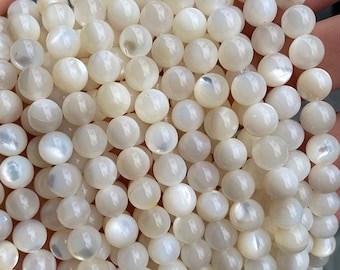 Perles Rondes Coquillage Naturel 4,5 Mm - 20 Unités - Beige Crème
