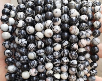 Natural Black Picasso Jasper Smooth Round Beads,4mm 6mm 8mm 10mm 12mm Black Picasso Jasper Beads Wholesale Supply,one strand 15"