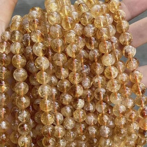 Natural Citrine Quartz Round Beads,4mm 6mm 8mm 10mm Smooth and Round Beads,one strand 15&quot;,Citrine Quartz beads,Citrine Crystal Quartz