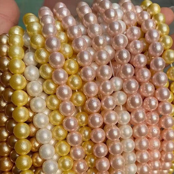 6mm-14mm Matte South Sea Shell Pearls Shells Beads,Shells DIY Beads Wholesale Supply,one strand 15"