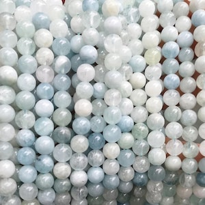Natural Aquamarine Smooth And Round Beads,4mm 6mm 8mm 10mm 12mm Aquamarine Beads Wholesale Supply,one strand 15"