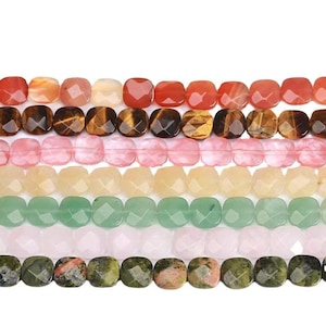 12mm Natural Square Faceted Gemstone Loose Beads, Gemstone Square Nugget Beads,Wholesale Loose Beads Supply