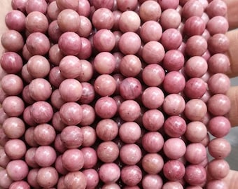 Natural AAA Pink Rhodonite Gemstone Smooth Round Beads,4mm 6mm 8mm 10mm Pink Rhodonite Beads Wholesale Supply,one strand 15"