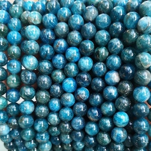 Natural AA Blue Apatite Smooth Round Beads,6mm 8mm 10mm 12mm Blue Apatite Beads Wholesale Supply,one strand 15 image 1