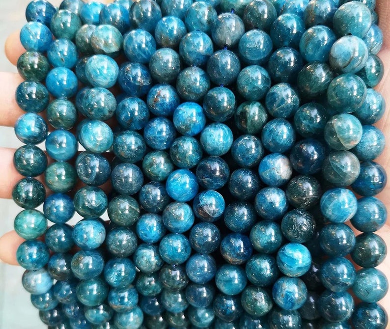 Natural AA Blue Apatite Smooth Round Beads,6mm 8mm 10mm 12mm Blue Apatite Beads Wholesale Supply,one strand 15 image 1