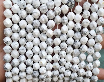 Natural Star Cut Faceted White Howlite Nugget Diamond Beads,6mm 8mm 10mm White Howlite beads Wholesale Supply,one strand 15",Howlite beads