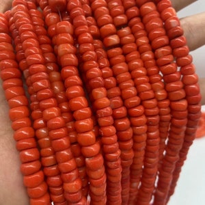 Red Coral Rondelle Beads,jewelry making coral beads,red coral spacer beads,about 6mm coral beads,one strand 15&quot;