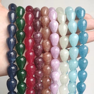 Jade Teardrop  Beads,Straight hole Water droplets shape Jade Loose Beads Supply,one strand 15&quot;