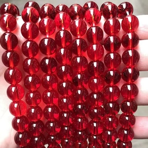 5 strands Red Glass Round Beads,4mm 6mm 8mm 10mm 12mm Smooth Round Glass Beads,one strand 15&quot;,Glass beads.