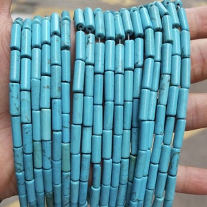 Natural Blue Turquoise Tube beads,About 4 x 13mm Tube Gemstone Nugget Beads,one strand 15&quot;