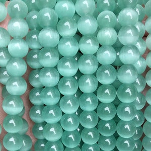 Blue Cat eye Gemstone Smooth Round Beads,4mm 6mm 8mm 10mm 12mm Cat's eye beads wholesale Supply,one strand 15"