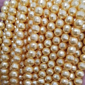 Amarillo facetado mar del Sur Concha Perlas Redondas,6mm / 8mm / 10mm / 12mm South Sea Pearl Beads Suministro mayorista,15 pulgadas una estrella y