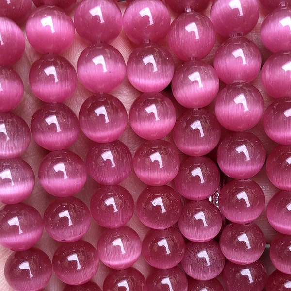 Rose Red Cat eye Gemstone Smooth Round Beads,4mm 6mm 8mm 10mm 12mm Cat's eye beads wholesale Supply,one strand 15"