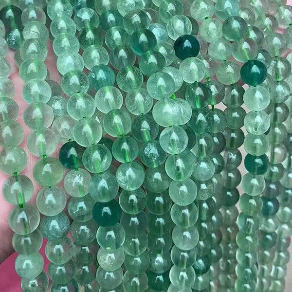 Natural Genuine Green Fluorite Smooth Round Beads,6mm 8mm 10mm 12mm Green Fluorite beads Wholesale Supply,one strand 15"