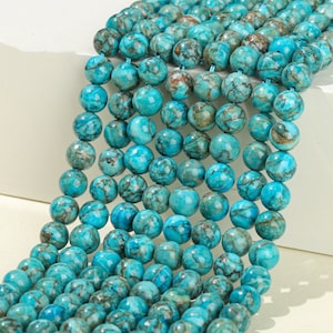 Natural Blue Turquoise Smooth Round Beads,4mm 6mm 8mm 10mm 12mm Turquoise Beads Wholesale Supply,one strand 15&quot;