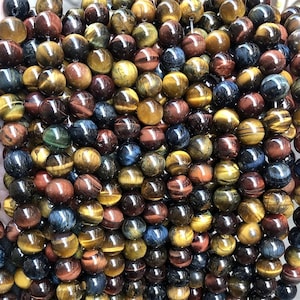 Natural AAA Mulitcolor Tigereye Smooth Round Beads,4mm 6mm 8mm 10mm 12mm 14mm Tigereye Beads wholesale supply,one strand 15&quot;
