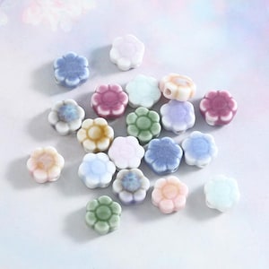 10 pcs Flowers ceramic loose spacer beads,ceramic flower beads,flower beads,beaded diy handmade materials