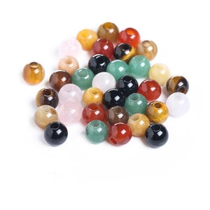 50 beads Natural Big Hole Agate Quartz Gemstone Beads.Jewelry Making Big Hole Loose Beads Wholesale supply