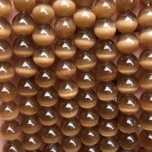 Coffee Cat eye Gemstone Smooth Round Beads,4mm 6mm 8mm 10mm 12mm Cat&#39;s eye beads wholesale Supply,one strand 15&quot;