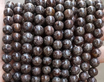 Natural Snowflake Obsidian Gemstone Smooth Round Beads,4mm 6mm 8mm 10mm 12mm Snowflake Obsidian Beads Wholesale Supply,one strand 15"
