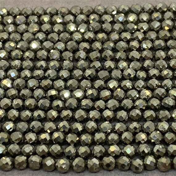 Perline Rotonde Sfaccettate In Pirite Naturale D'argento Da 12,5 - Foto 9