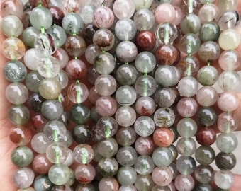 Natural Rutilated Quartz Smooth Round Beads,4mm 6mm 8mm 10mm 12mm Rutilated Quartz Beads Wholesale Supply,one strand 15"